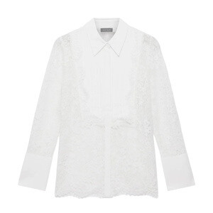 Mint Velvet White Lace Pintuck Shirt
